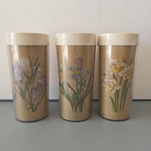 Thermo Serv Garden Glories Insulated Cups Tumblers Vintage 1982 Flowers